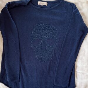 Philosophy Midnight Blue Sparkly Skull Sweater